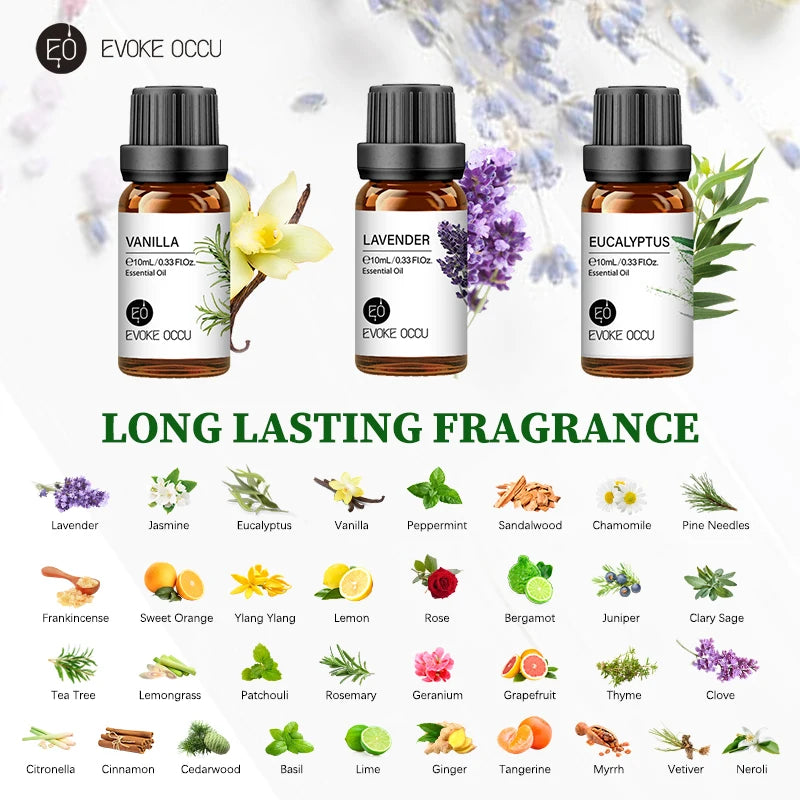 10ml Pure Natural Essential Oil Blend: Lavender, Jasmine, Rose, and Vanilla for Diffusers, Humidifiers, Massage, Candle, and Soap Making