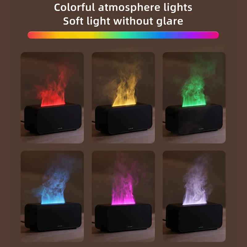 Aroma Diffuser Simulation Colorful Flame Air Humidifier Can Add Essential Oil Timing Setting Ultrasonic Cool Mist Maker Fogger